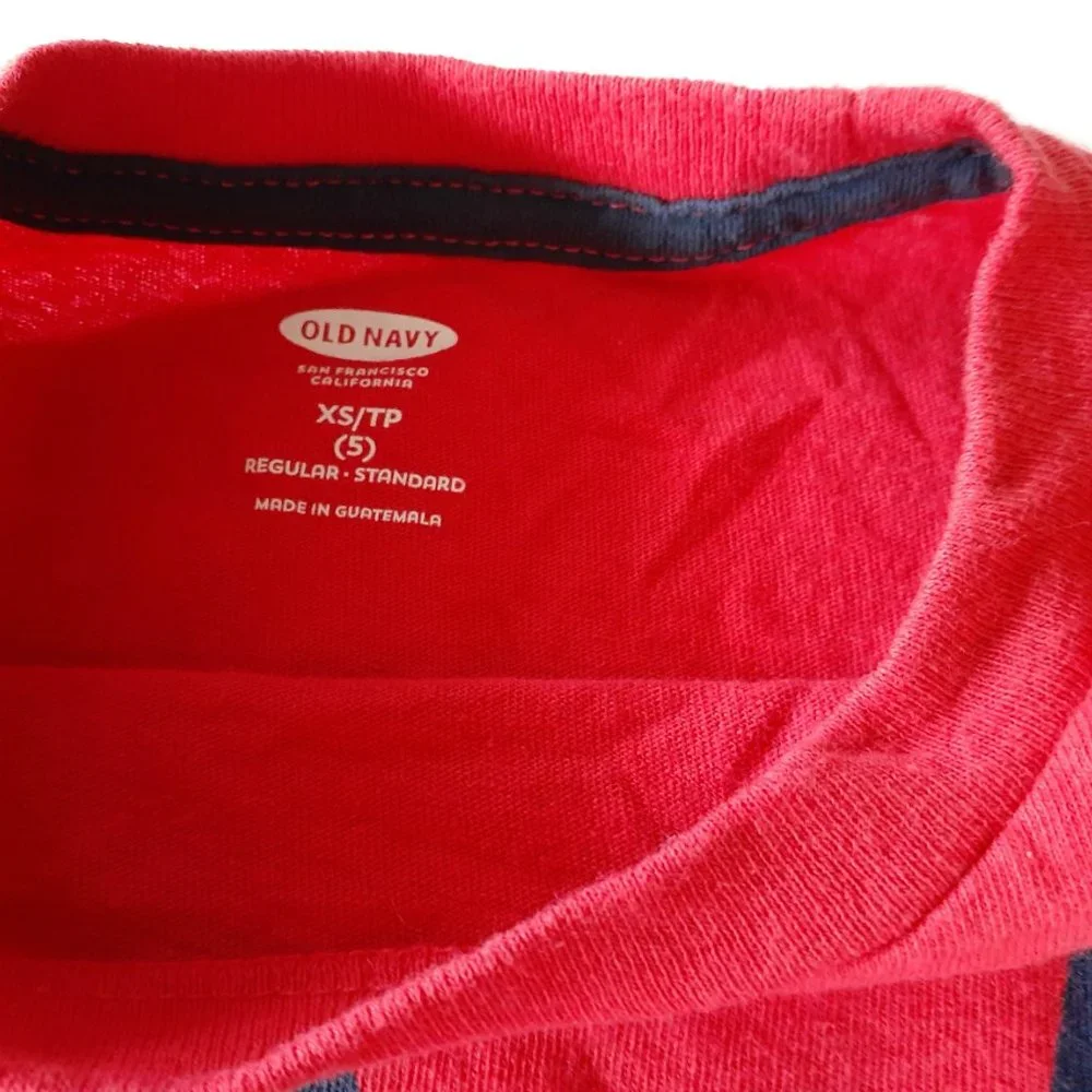 Old Navy Boys T-Shirt Red Short Sleeve Logo Size XS 5
